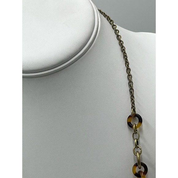 J. Crew‎ Tortoiseshell Links and Pave Barrel Beaded Long Necklace 30" - Picture 10 of 16